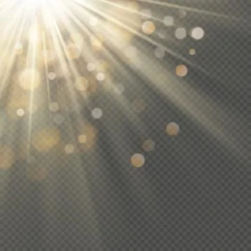 Light effect with glitter, sequins. Shining rays with bokeh. Sun particles and Stock Illustration
