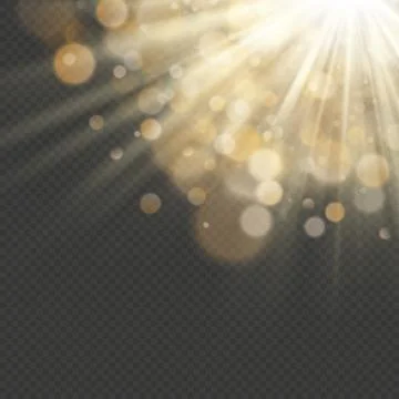 Light effect with glitter, sequins. Shining rays with bokeh. Sun particles and Stock Illustration
