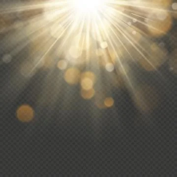 Light effect with glitter, sequins. Shining rays with bokeh. Sun particles and Stock Illustration