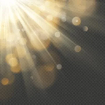 Light effect with glitter, sequins. Shining rays with bokeh. Sun particles and Stock Illustration