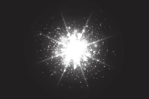 Light effect glow. Star flashed sequins. Abstract space background. Flash Highli Illustrazione stock