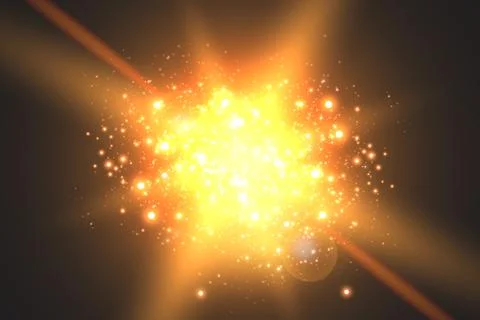 Light effect glow. Star flashed sequins. Abstract space background. Flash Highli Stock Illustration