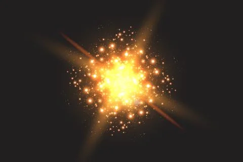 Light effect glow. Star flashed sequins. Abstract space background. Flash Highli Stock Illustration