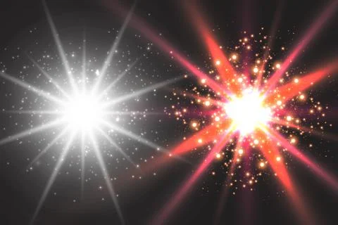 Light effect glow. Star flashed sequins. Abstract space background. Flash Highli Stock Illustration