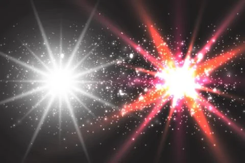 Light effect glow. Star flashed sequins. Abstract space background. Flash Highli Stock Illustration