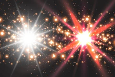 Light effect glow. Star flashed sequins. Abstract space background. Flash Highli Stock Illustration