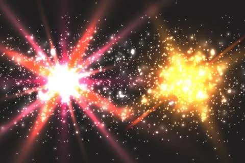 Light effect glow. Star flashed sequins. Abstract space background. Flash Highli Stock Illustration