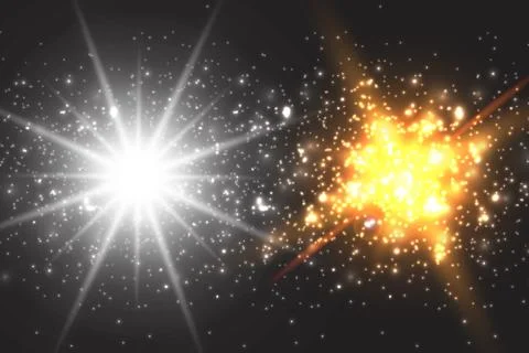 Light effect glow. Star flashed sequins. Abstract space background. Flash Highli Stock Illustration