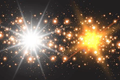 Light effect glow. Star flashed sequins. Abstract space background. Flash Highli Stock Illustration