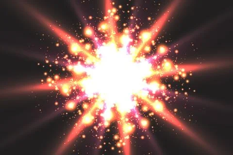 Light effect glow. Star flashed sequins. Abstract space background. Flash Highli Stock Illustration