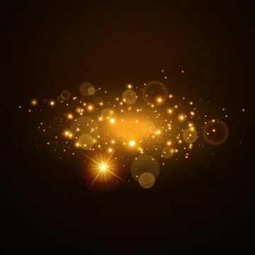 Light effect glow. Star flashed sequins. Abstract space background. Flash Highli Stock Illustration