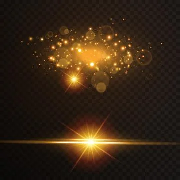 Light effect glow. Star flashed sequins. Abstract space background. Flash Highli Stock Illustration