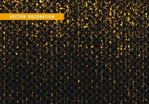 Light effect golden glitter. Background bright gold shining particles isolate Illustrazione stock