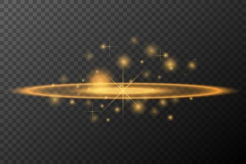 Light effect Golden isolated flare explosion shiny dust line solar flare spar Stock Illustration