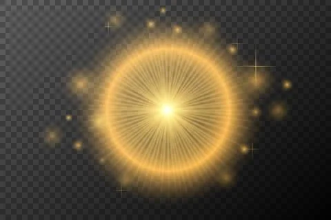 Light effect Golden isolated flare explosion shiny dust line solar flare spar Stock Illustration