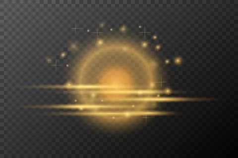 Light effect Golden isolated flare explosion shiny dust line solar flare spar Stock Illustration