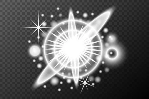 Light effect isolated flare explosion shiny dust line solar flare spark star Stock Illustration