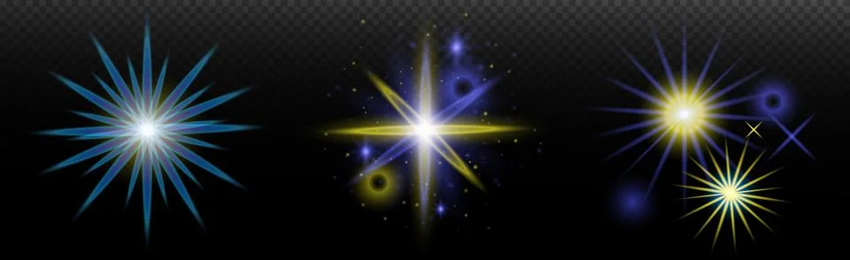 Light effect: isolated flare, tire explosion, dust line, sun flare, star spar Stock Illustration