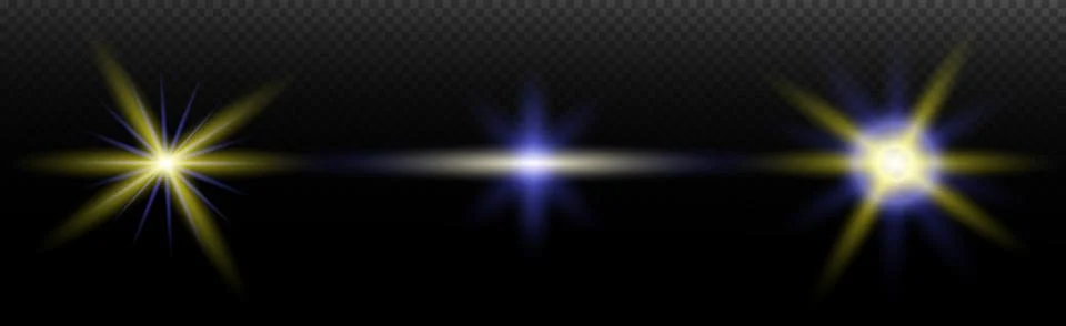 Light effect: isolated flare, tire explosion, dust line, sun flare, star spar Stock Illustration