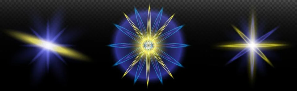 Light effect: isolated flare, tire explosion, dust line, sun flare, star spar Stock Illustration