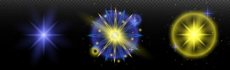 Light effect: isolated flare, tire explosion, dust line, sun flare, star spar Stock Illustration