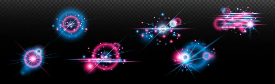 Light effect: isolated flare, tire explosion, dust line, sun flare, star spar Stock Illustration