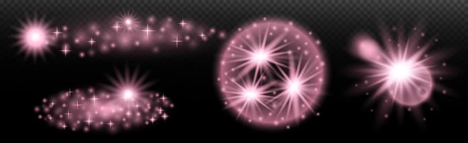 Light effect: isolated flare, tire explosion, dust line, sun flare, star spar Stock Illustration
