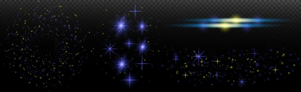 Light effect: isolated flare, tire explosion, dust line, sun flare, star spar Stock Illustration