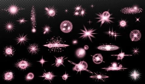 Light effect: isolated flare, tire explosion, dust line, sun flare, star spar Stock Illustration