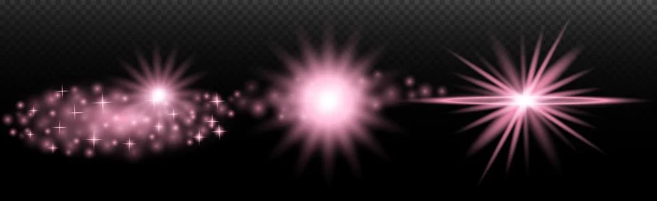 Light effect: isolated flare, tire explosion, dust line, sun flare, star spar Stock Illustration