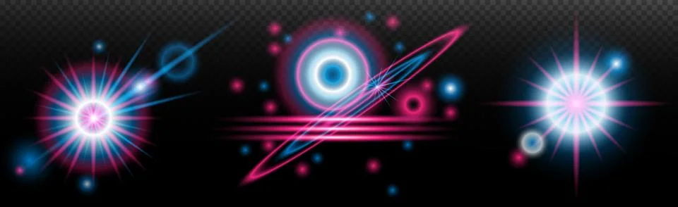 Light effect: isolated flare, tire explosion, dust line, sun flare, star spar Stock Illustration