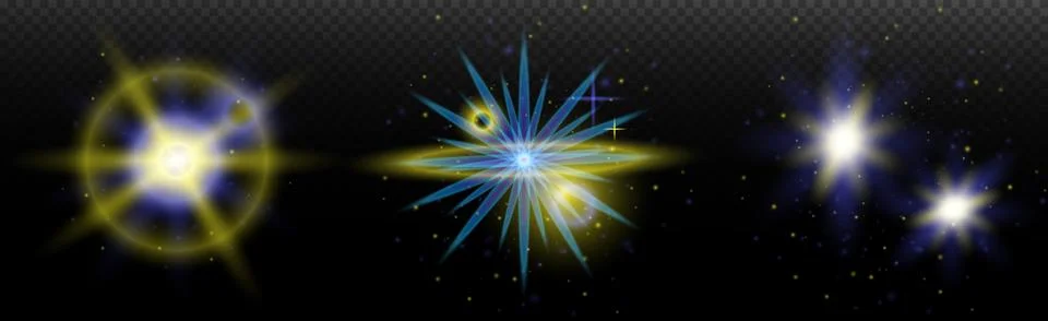 Light effect: isolated flare, tire explosion, dust line, sun flare, star spar Stock Illustration