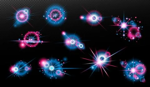 Light effect: isolated flare, tire explosion, dust line, sun flare, star spar Stock Illustration