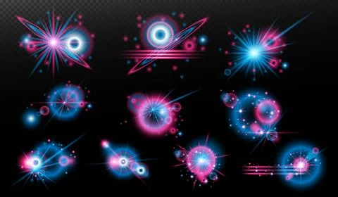 Light effect: isolated flare, tire explosion, dust line, sun flare, star spar Illustrazione stock