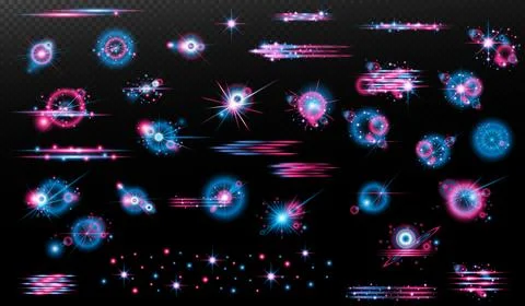 Light effect: isolated flare, tire explosion, dust line, sun flare, star spar Stock Illustration