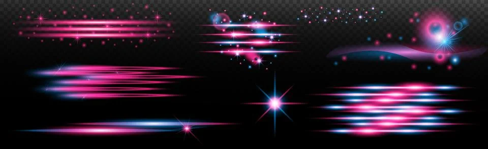 Light effect: isolated flare, tire explosion, dust line, sun flare, star spar Stock Illustration