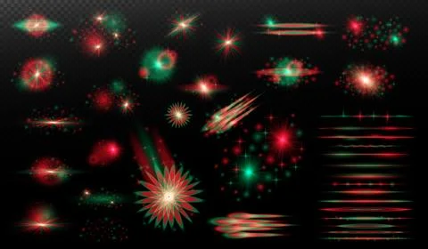 Light effect: isolated flare, tire explosion, dust line, sun flare, star spar Stock Illustration