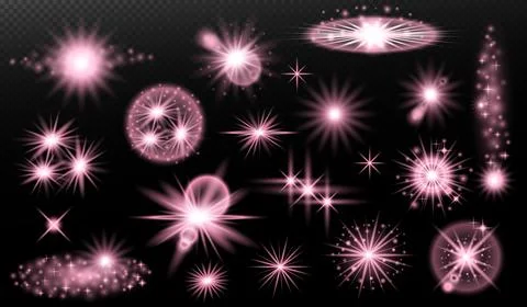 Light effect: isolated flare, tire explosion, dust line, sun flare, star spar Stock Illustration