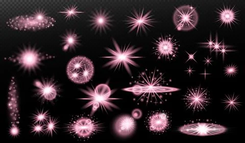 Light effect: isolated flare, tire explosion, dust line, sun flare, star spar Stock Illustration