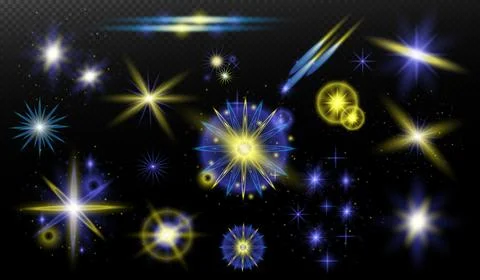 Light effect: isolated flare, tire explosion, dust line, sun flare, star spar Stock Illustration