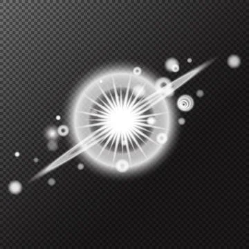 Light effect. Isolated white transparent light effect, flare, explosion, spar Stock Illustration