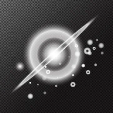Light effect. Isolated white transparent light effect, flare, explosion, spar Stock Illustration