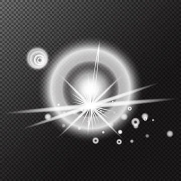Light effect. Isolated white transparent light effect, flare, explosion, spar Stock Illustration