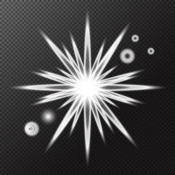 Light effect. Isolated white transparent light effect, flare, explosion, spar Stock Illustration