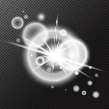 Light effect. Isolated white transparent light effect, flare, explosion, spar Stock Illustration