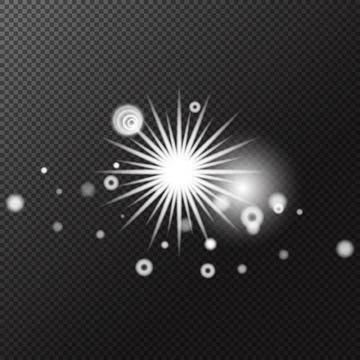 Light effect. Isolated white transparent light effect, flare, explosion, spar Stock Illustration