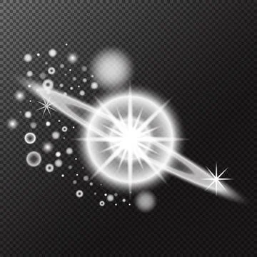 Light effect. Isolated white transparent light effect, flare, explosion, spar Stock Illustration