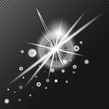 Light effect. Isolated white transparent light effect, flare, explosion, spar Stock Illustration