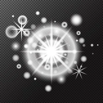 Light effect. Isolated white transparent light effect, flare, explosion, spar Illustrazione stock