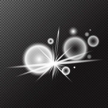 Light effect. Isolated white transparent light effect, flare, explosion, spar Stock Illustration